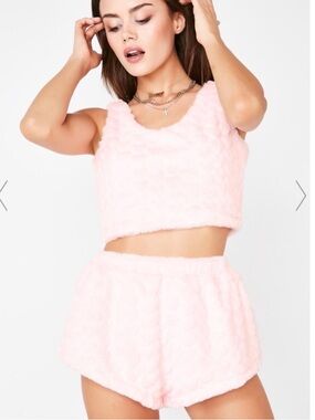 My Mum Made It Fluffy Hearts Twin Shorts Set M